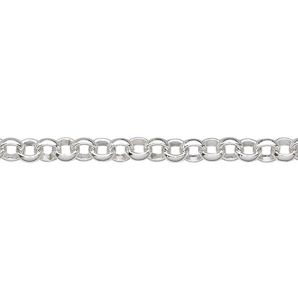 Chain, sterling silver, 4mm rolo. Sold per pkg of 5 feet. image number 0