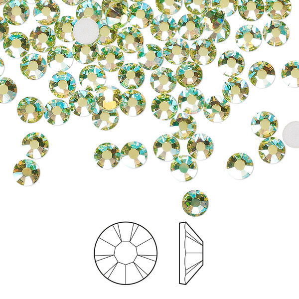 Flat back 1440pk limecicle AB foil back, Preciosa MAXIMA Czech crystal rhinestone 3.8-4mm chaton rose round SS16 image number 0