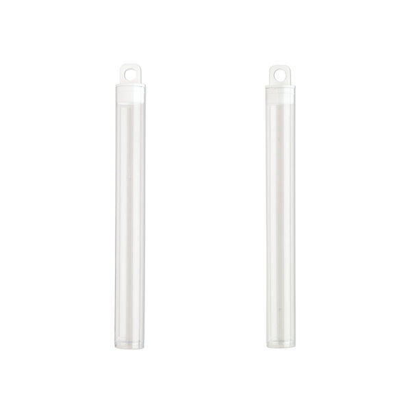 Vial, plastic, clear and white, 5 x 9/16 inch cylinder with hang tab. Sold per pkg of 100. image number 1