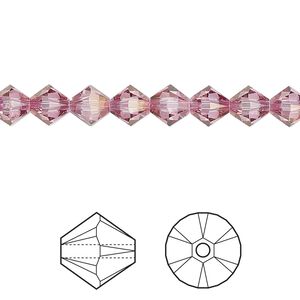 Bead 24pk dark rose, Crystal Passions® 6mm bicone 5328