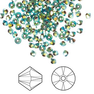 Bead 1440pk jet AB 2X, Swarovski® 3mm XILION bicone 5328