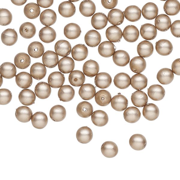 Czech glass 1pkg100, round druk bead matte pearl-coated sand 4mm image number 0