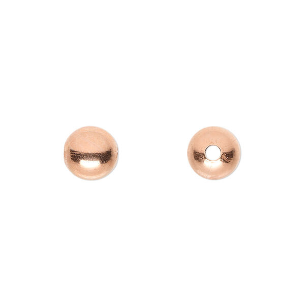 Bead, clear-coated copper, 8mm round. Sold per pkg of 100. image number 0