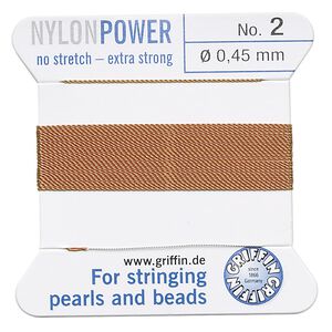 Thread, Griffin, nylon, cornelian, size #2. Sold per 2-meter card (approximately 78 inches).