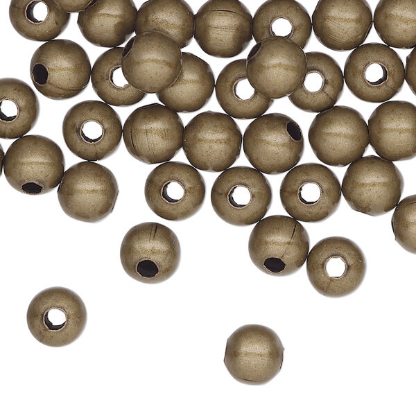 Bead, antique brass-plated steel, 6mm round. Sold per pkg of 500. image number 0