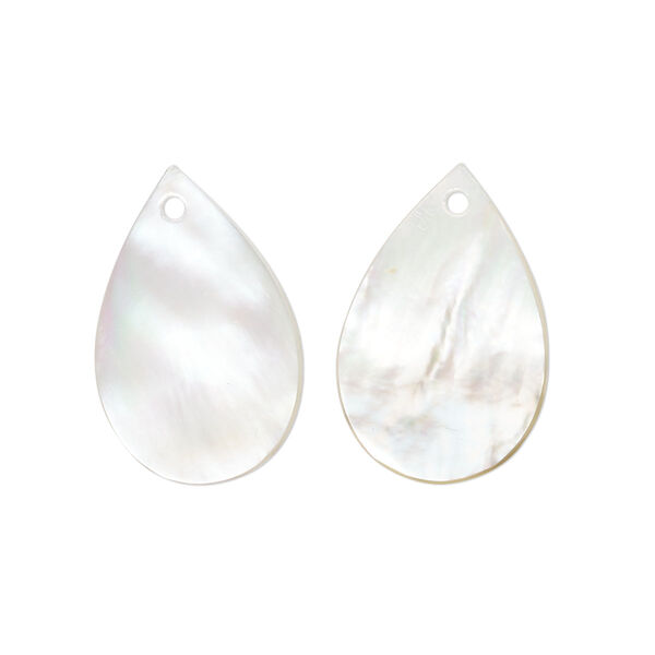 Drop, gold lip shell (natural), 21x14mm hand-cut top-drilled teardrop, Mohs hardness 3-1/2. Sold per pkg of 2. image number 0