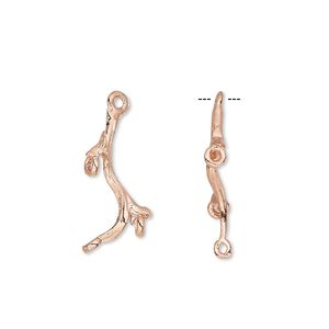 Drop, copper-plated brass, 20x12mm branch, 3 loops. Sold per pkg of 8.