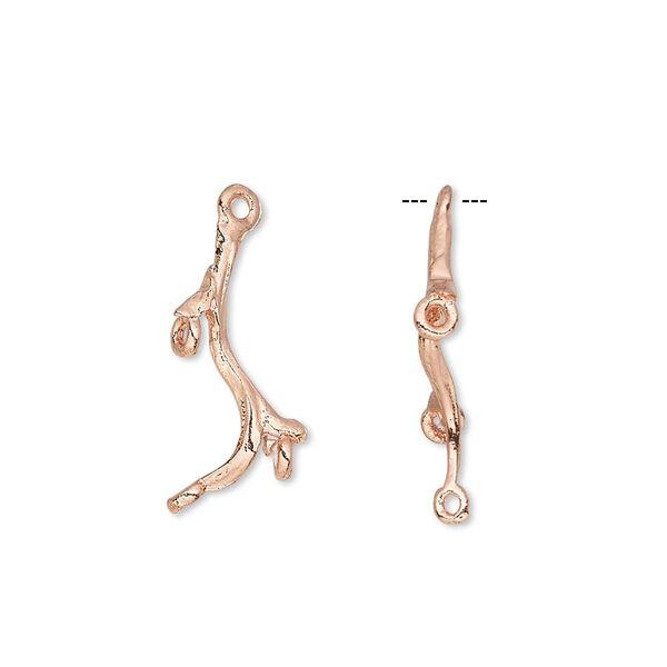 Drop, copper-plated brass, 20x12mm branch, 3 loops. Sold per pkg of 8. image number 0