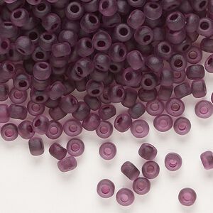 Seed bead, Dyna-Mites™, glass, translucent matte inside color dark mauve, #6 round. Sold per 1/2 kilogram pkg.