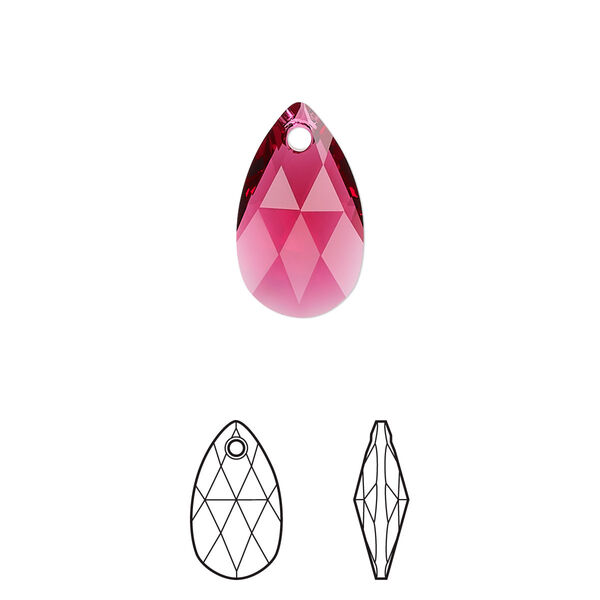 Drop 2pk scarlet, Crystal Passions® 16x9mm pendant pear 6106 image number 0