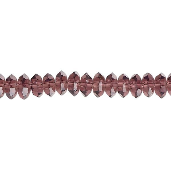 Bead, glass, translucent purple, 6x3mm-7x3mm faceted saucer, 0.6-0.8mm hole. Sold per 15-1/2" to 16" strand. image number 0