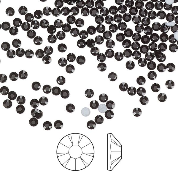 Flat back 1440pk jet foil back, Preciosa MAXIMA Czech crystal rhinestone 2.1-2.3mm chaton rose round SS7 image number 0