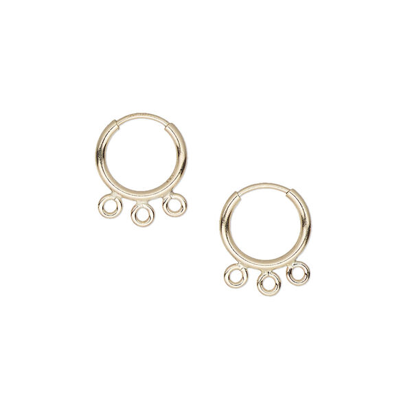 Earring hoop 1pkg2 14Kt gold-filled, 10mm / endless / 3 closed bottom loop, 21 gauge 1 pair image number 0