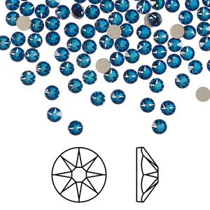 Flat back 1440pk crystal Bermuda blue foil back, Swarovski® 3-3.2mm rose round SS12 2088