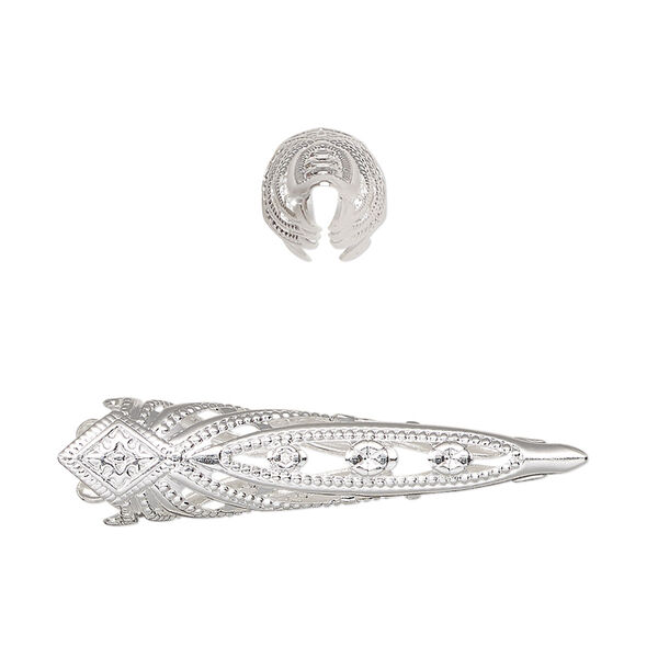 Cone, silver-plated brass, 35x9mm filigree, 8mm inside diameter. Sold per pkg of 6. image number 0