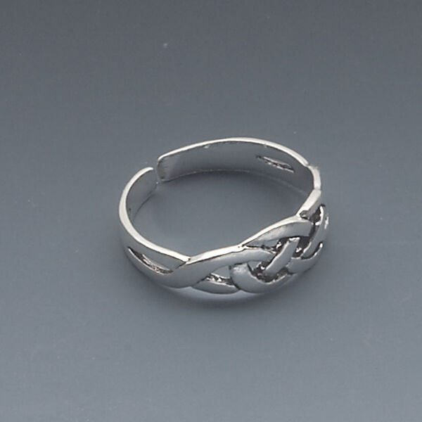 Toe ring, antiqued sterling silver, 5mm wide with Celtic knot design, adjustable. Sold individually. image number 0