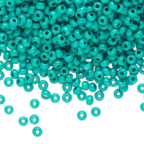Seed bead, Preciosa Ornela Czech glass, pkg/500g, #8 rocaille, opaque terra intensive dyed sea green chalkwhite, (16A58). image number 0