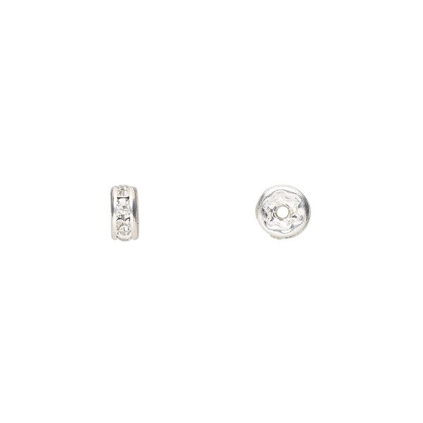 Bead 12pk crystal silver plate, Preciosa Czech crystal 4.5x2.5mm rondelle image number 0