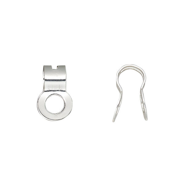 Ball chain connector, silver-finished steel, 13x8mm, fits 4.5mm ball chain. Sold per pkg of 10. image number 0