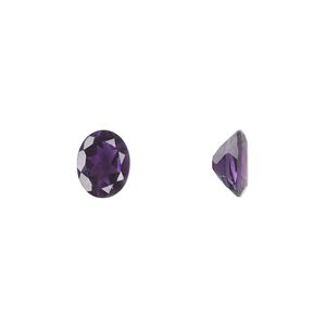 Amethyst 1pkg1, hand-cut faceted oval gem natural 9x7mm