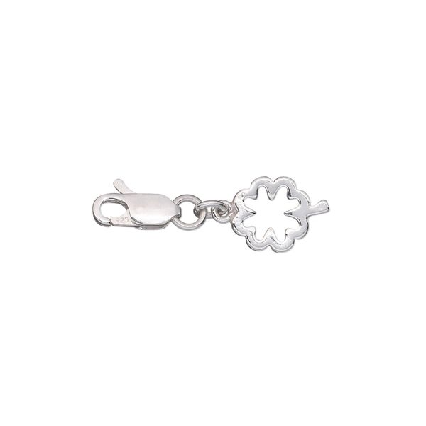 Clasp, lobster claw, sterling silver, 9x5mm smooth with 10x8mm flower. Sold individually. image number 0