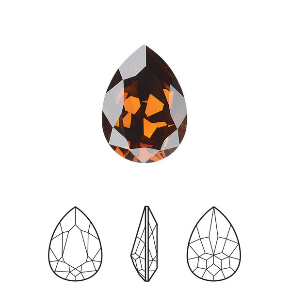 Fancy stone 1pkg48 smoked topaz foil back, Swarovski® ReCreated™, 18x13mm pear 4320 image number 0