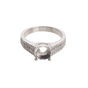 Ring, cubic zirconia and rhodium-plated sterling silver, clear, 8mm wide with open back and SS39 or 8mm round 4-prong setting, size 9. Sold individually.
