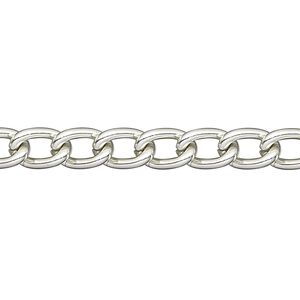 Chain 1pkg1 curb, 5mm, aluminum / anodized silver 5 foot unfinished