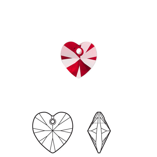 Drop 24pk Siam, Crystal Passions® 10mm pendant heart 6228 image number 0