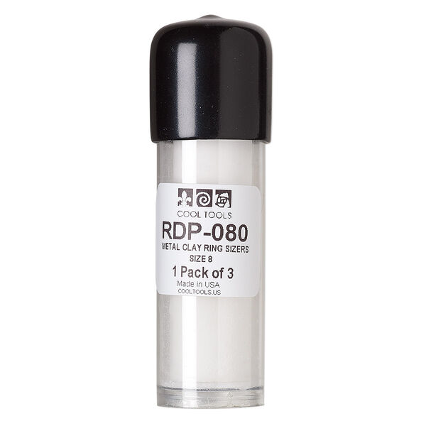Ring sizer, Redy Pellets, ceramic and plastic, white, 22.5x18.5mm, size 8. Sold per pkg of 3. image number 0