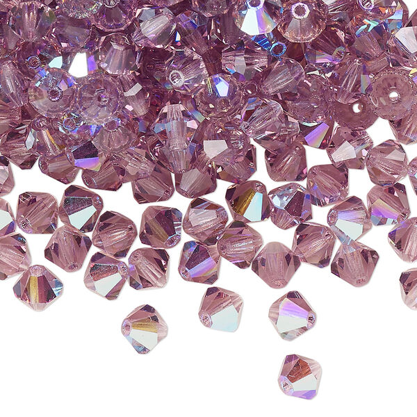 Bead 144pk light amethyst glitter, Preciosa Czech crystal 5mm bicone image number 0