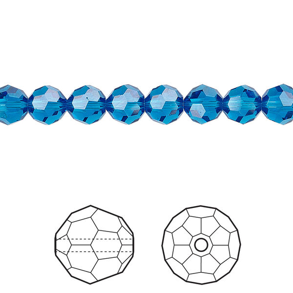 Bead 12pk Capri blue, Crystal Passions® 6mm round 5000 image number 0