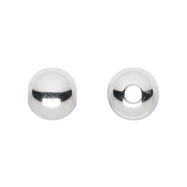 Bead, sterling silver, 12mm round. Sold per pkg of 10. image number 0