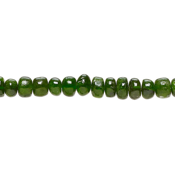 Bead, chrome diopside (natural), dark, 5x2mm-7x5mm hand-cut rondelle, C grade, Mohs hardness 5-1/2 to 6. Sold per 13-inch strand. image number 0