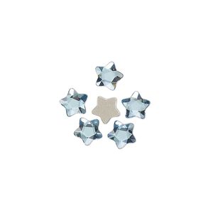 Flat back 6pk aquamarine foil back, Crystal Passions® 6mm star flower 3754