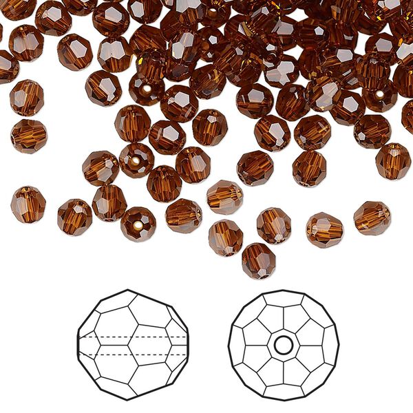 Bead 720pk light amber, Swarovski&reg; 4mm round 5000 image number 0