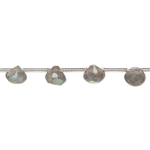 Bead, labradorite (natural), 6x4mm-7mm hand-cut top-drilled faceted teardrop, C grade, Mohs hardness 6 to 6-1/2. Sold per pkg of 16 beads. image number 0