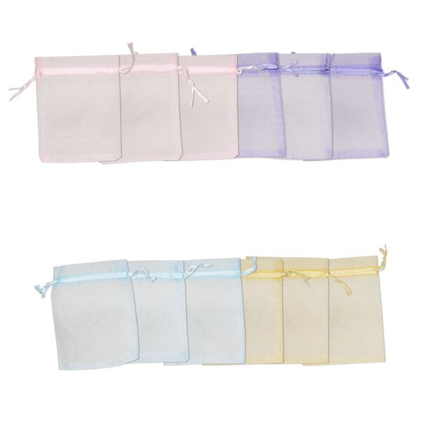 Pouch, organza, assorted colors, 4-3/4 x 3-3/4 inches with drawstring closure. Sold per pkg of 12. image number 0