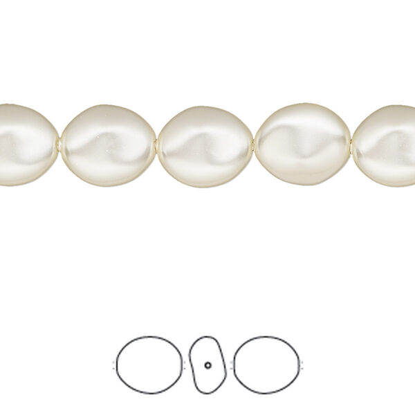 Pearl 10pk cream, Crystal Passions® 10x9mm baroque coin 5842 image number 0
