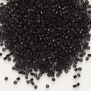 Seed bead, Delica®, glass, pkg/250g, #11 round, opaque black (DB-0010).