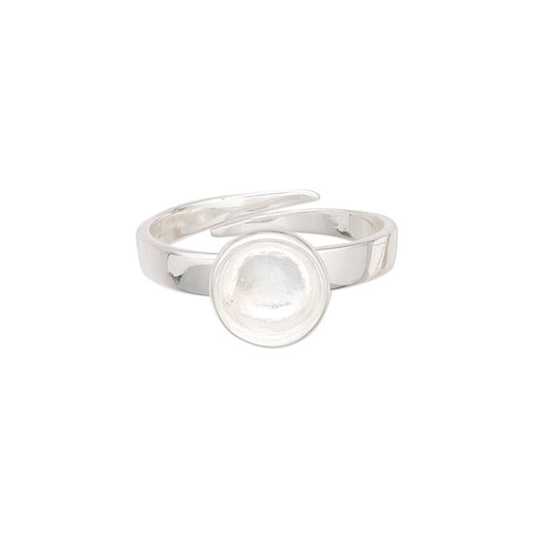 Ring, Almost Instant Jewelry®, sterling silver, 9.5mm wide with SS39 rivoli setting, adjustable from size 7 to 8. Sold individually. image number 0