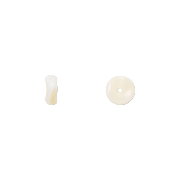 Bead, Czech pressed glass, opaque white/tan, 7x3mm rondelle. Sold per 15" to 16" strand. image number 0