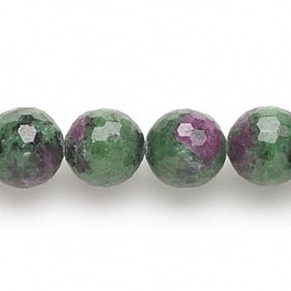 Bead, ruby in zoisite (natural), 12-13mm faceted round, B- grade, Mohs hardness 6 to 7. Sold per 15" to 16" strand. image number 0