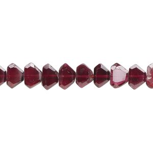Garnet 1pkg1, hand-cut faceted side diamond bead 15.5-16 inch 5x3mm-7x5mm