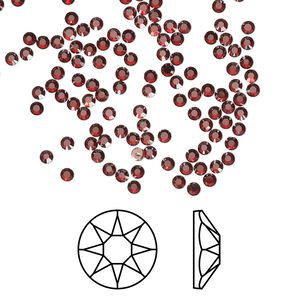 Flat back 144pk crystal red magma foil back, Crystal Passions® hotfix rhinestone 1.9-2.1mm rose round SS6 2038HF