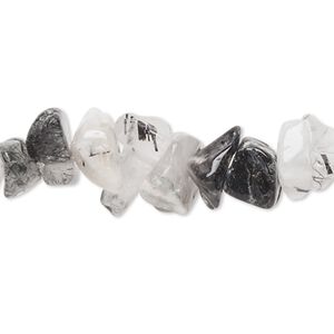 Tourmalinated quartz 1pkg1, chip bead natural 15.5-16 inch large