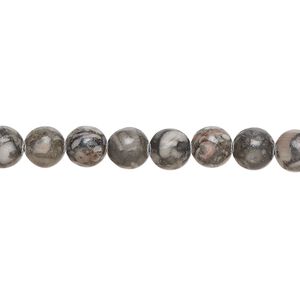 Fossil agate 1pkg1, irregular round bead natural 15 inch 5-7mm