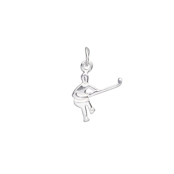 Charm, sterling silver, 12.5x12mm hockey player. Sold individually. image number 0