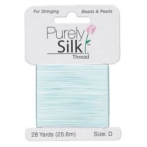 Thread, Purely Silk™, turquoise blue, size D. Sold per 28-yard card.