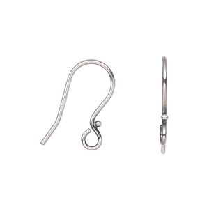 Ear wire fishhook 1pkg20 sterling silver, 18mm / 1.5mm ball / open loop, 18-20 gauge 10 pair